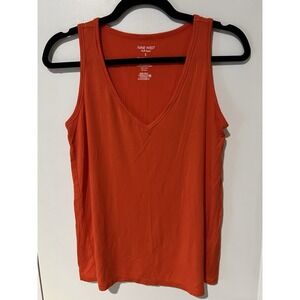 Nine West Soft Spun Womens Tank Top Size Small Orange Sleeveless Shirt